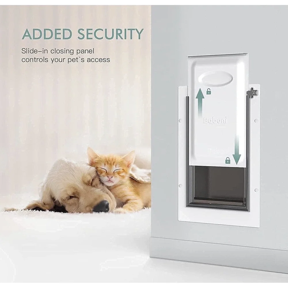 NEW - Baboni 3-Flap Pet Door for Wall,Steel Frame and Telescoping Tunnel - Large